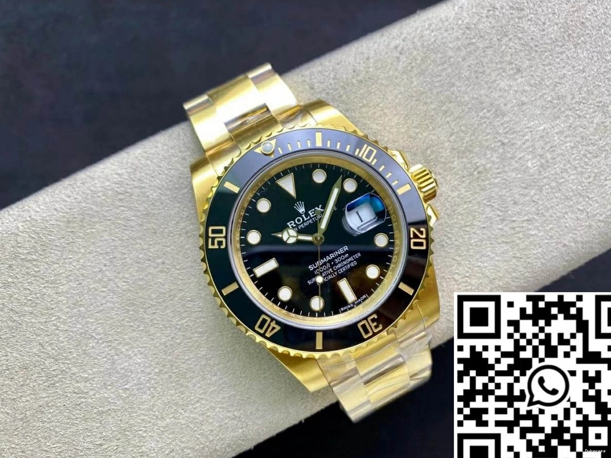 VS Yellow Rolex Factory Black Submariner Gold 116618LN-97208 Dial 0418